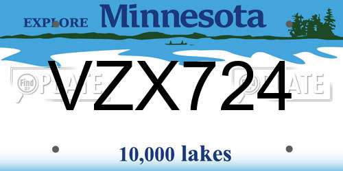 VZX724 Minnesota License Plate