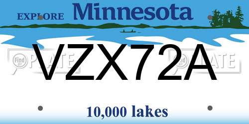 VZX72A Minnesota License Plate