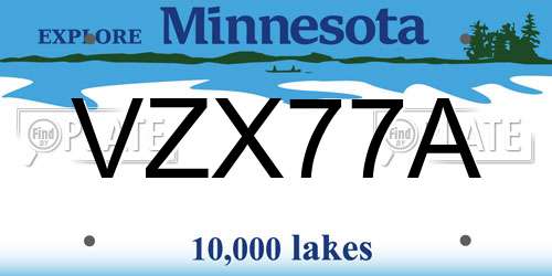 VZX77A Minnesota License Plate