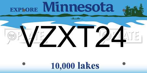 VZXT24 Minnesota License Plate