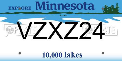 VZXZ24 Minnesota License Plate