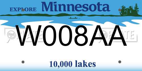 W008AA Minnesota License Plate