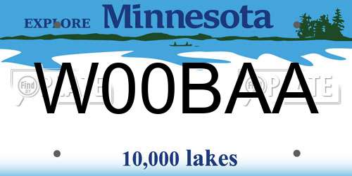W00BAA Minnesota License Plate