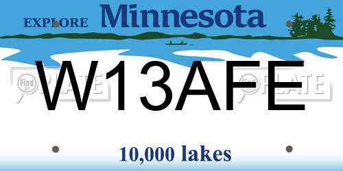 W13AFE Minnesota License Plate