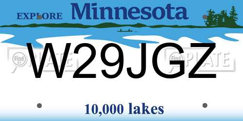 W29JGZ Minnesota License Plate