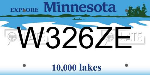 W326ZE Minnesota License Plate