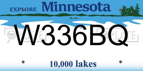 W336BQ Minnesota License Plate