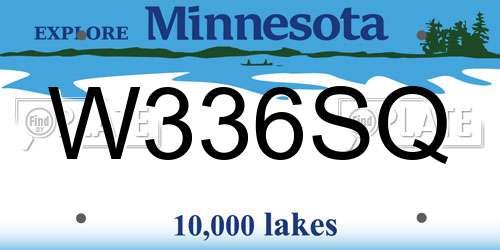 W336SQ Minnesota License Plate