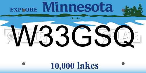 W33GSQ Minnesota License Plate