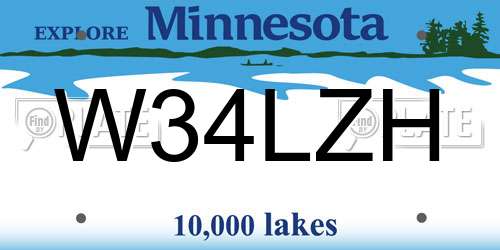 W34LZH Minnesota License Plate