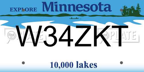 W34ZKT Minnesota License Plate