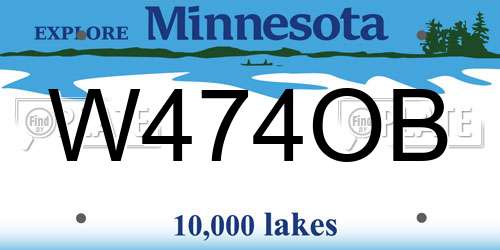 W474OB Minnesota License Plate