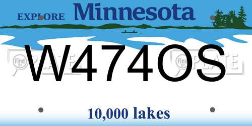 W474OS Minnesota License Plate