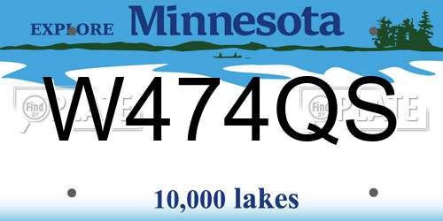 W474QS Minnesota License Plate