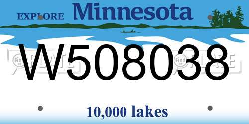 W508038 Minnesota License Plate