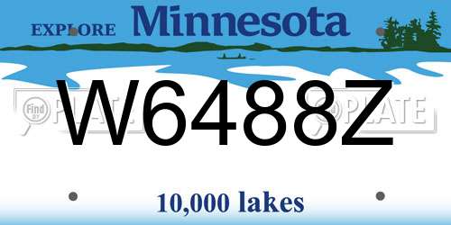 W6488Z Minnesota License Plate