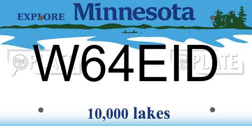 W64EID Minnesota License Plate