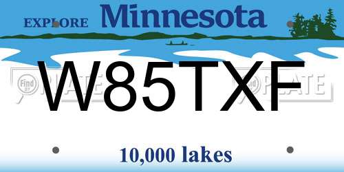 W85TXF Minnesota License Plate