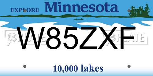 W85ZXF Minnesota License Plate
