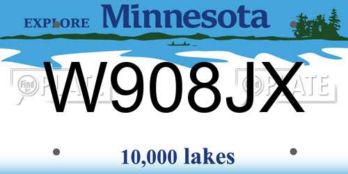 W908JX Minnesota License Plate