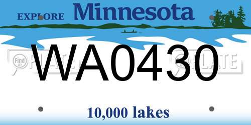 WA0430 Minnesota License Plate