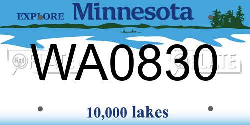 WA0830 Minnesota License Plate