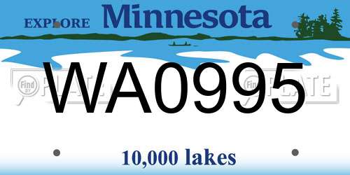 WA0995 Minnesota License Plate