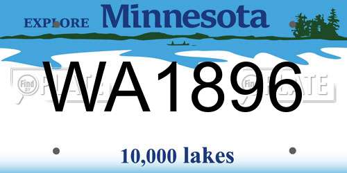 WA1896 Minnesota License Plate