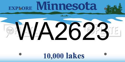 WA2623 Minnesota License Plate