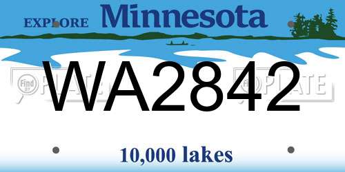 WA2842 Minnesota License Plate
