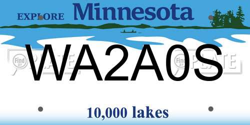 WA2A0S Minnesota License Plate