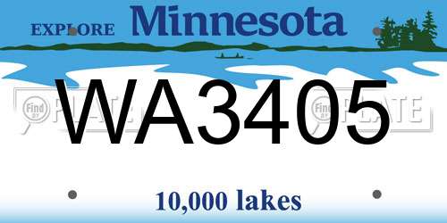 WA3405 Minnesota License Plate