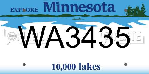 WA3435 Minnesota License Plate