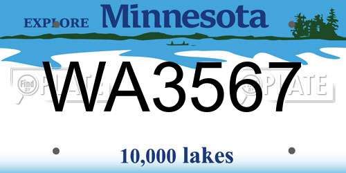 WA3567 Minnesota License Plate