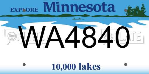 WA4840 Minnesota License Plate