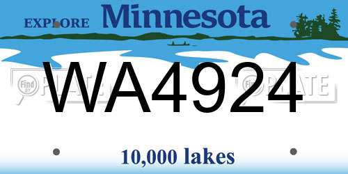 WA4924 Minnesota License Plate
