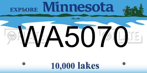 WA5070 Minnesota License Plate