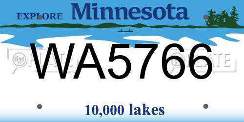 WA5766 Minnesota License Plate
