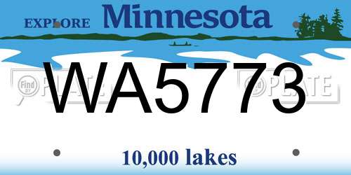 WA5773 Minnesota License Plate