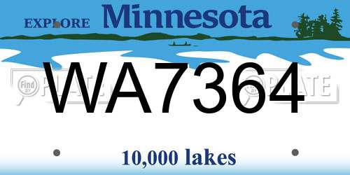 WA7364 Minnesota License Plate