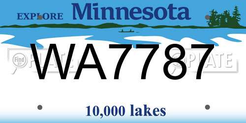 WA7787 Minnesota License Plate
