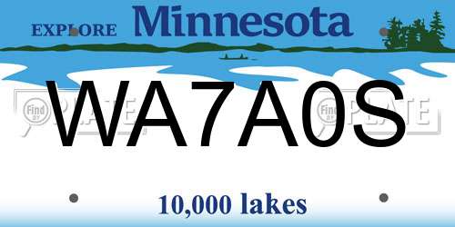 WA7A0S Minnesota License Plate