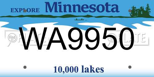 WA9950 Minnesota License Plate