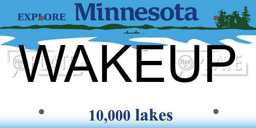 WAKEUP Minnesota License Plate