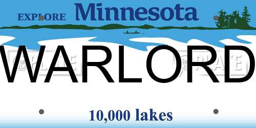 WARLORD Minnesota License Plate