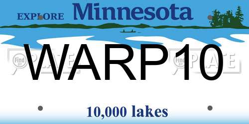 WARP10 Minnesota License Plate