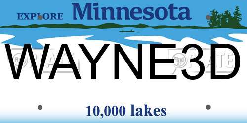 WAYNE3D Minnesota License Plate