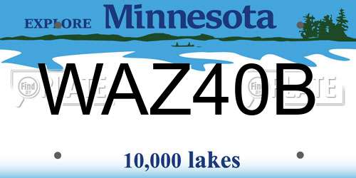 WAZ40B Minnesota License Plate
