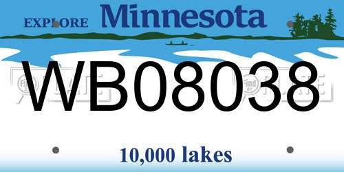 WB08038 Minnesota License Plate
