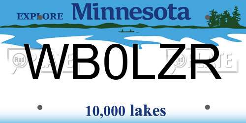 WB0LZR Minnesota License Plate